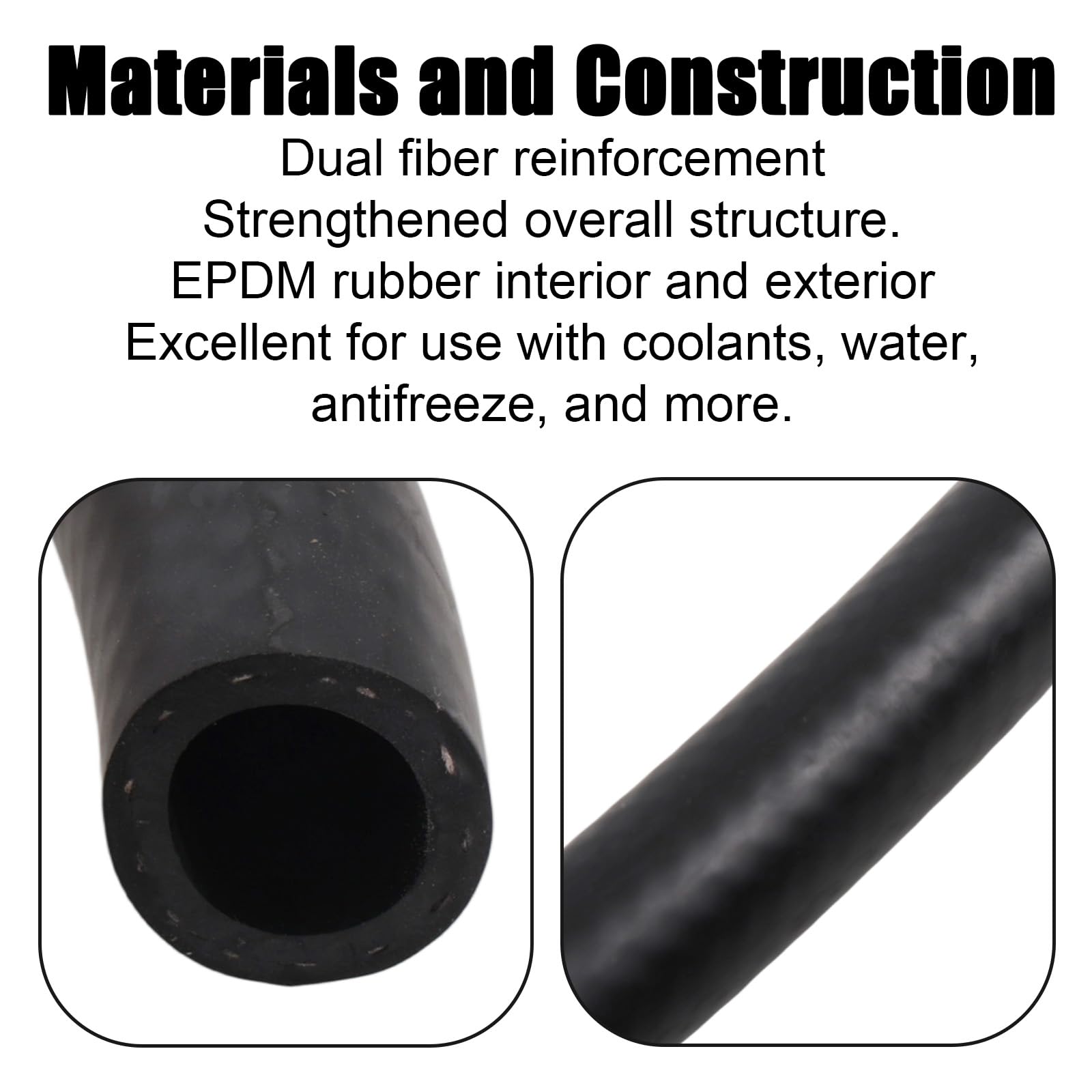 Tubo Flessibile per Riscaldamento da 3m 5/8", con 10 Fascette Stringitubo, In Gomma EPDM per Radiatori del Sistema di Raffreddamento Automobilistico e Serbatoio di Troppo Pieno 100 PSI