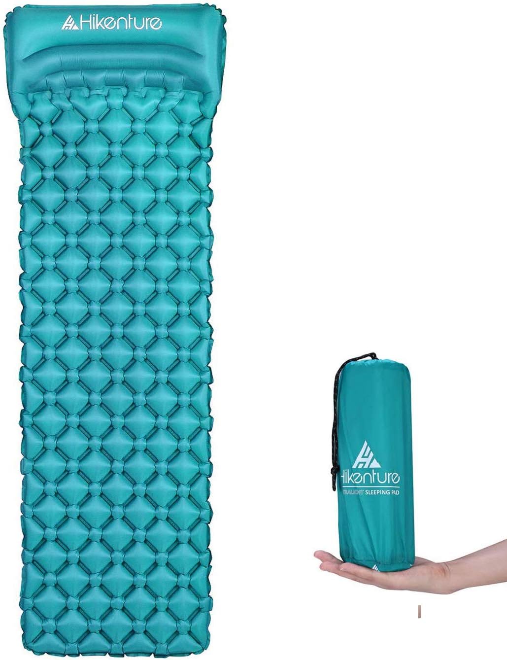 Hikenture Backpacking Sleeping Pad Ultralight Camping Pad,Upgraded Wavy Design Air Support Sleeping Mat, Compact Lightweight for Sleeping Bag,Car,Outdoor,Camp,Hammock (Light Blue)