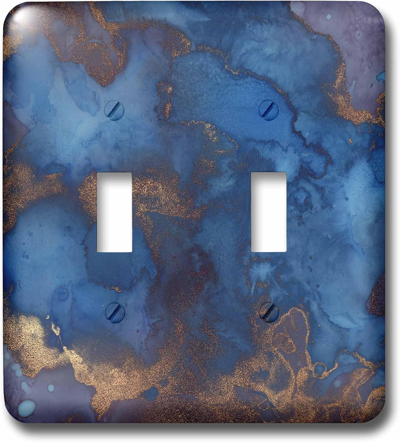 3dRose Royal Blue and Faux Printed Copper Watercolor Splash double toggle switch
