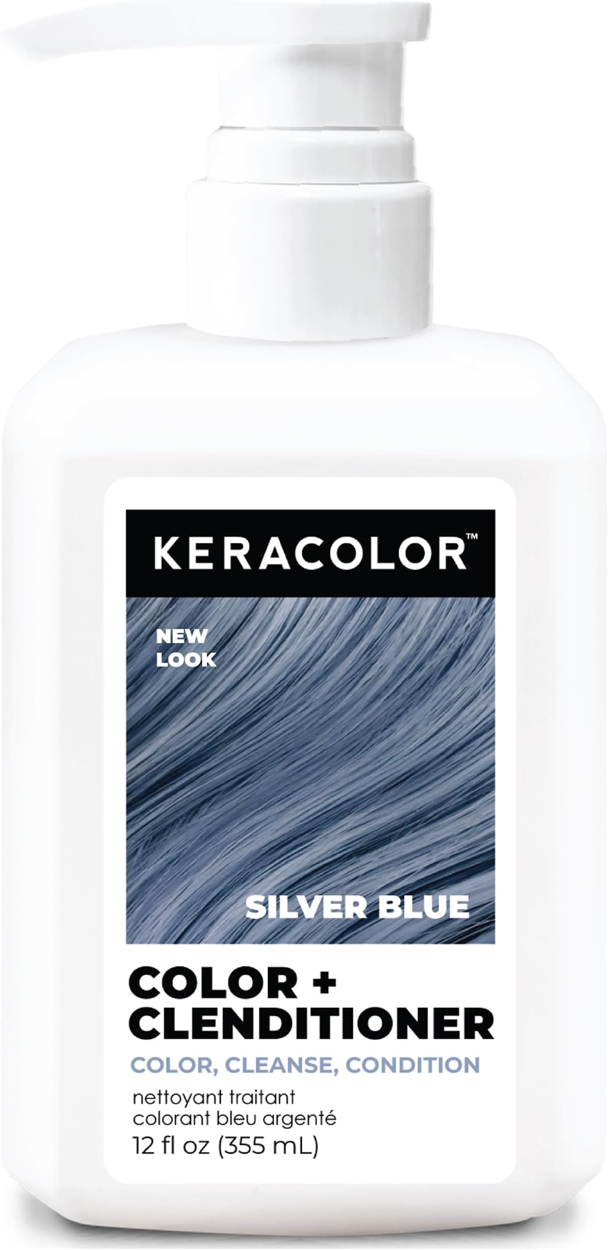 Keracolor Clenditioner SILVER BLUE Hair Dye - Semi Permanent Hair Color Depositing Conditioner, Cruelty-free, 12 Fl. Oz.