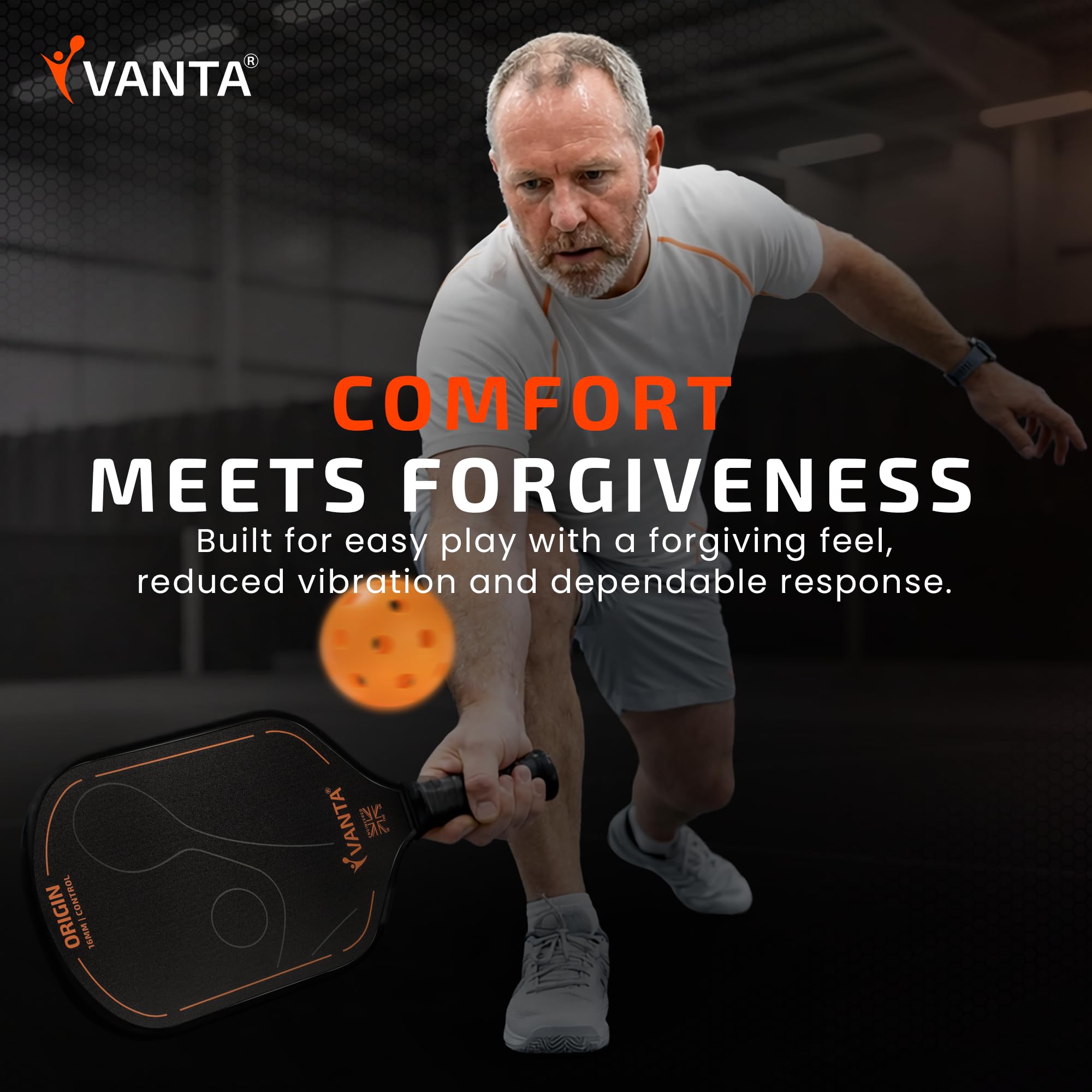 VANTA ORIGIN | Set di pagaie per pickleball per principianti | 2 pagaie, 4 palline e custodia | Due pagaie da 16 mm, 4 palline da interno e custodia per il trasporto in un set completo per principianti, coppie e famiglie.