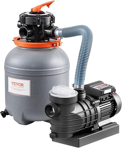 VEVOR Bomba de filtro de arena para piscina sobre el suelo, 12 pulgadas, 2650 GPH, sistema de bomba de filtro de arena para piscina de 13 HP,
