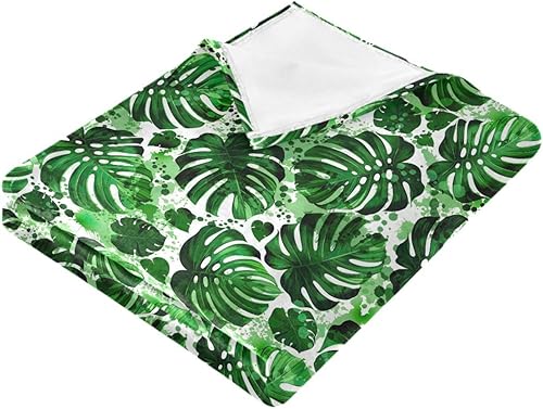 Miniatura 2 de Leaves Monstera Blots Microfiber Plush Blanket for Adults Kids, Comfy Spring Blanket for Couch Bed Office, 60x90 Inches Bed Blanket