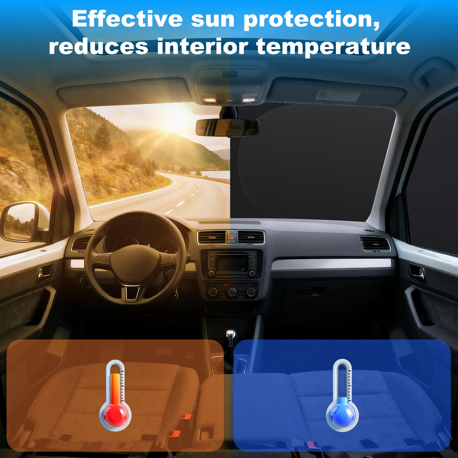 XCBYT Parasole Auto per VW Caddy Parabrezza Finestrini Laterali (3 pezzi) | Vestibilità Perfetta, Privacy, 6 Strati Rinforzati, Alluminio Premium, Schermo Termico Oscurante Lato Guida e Laterale