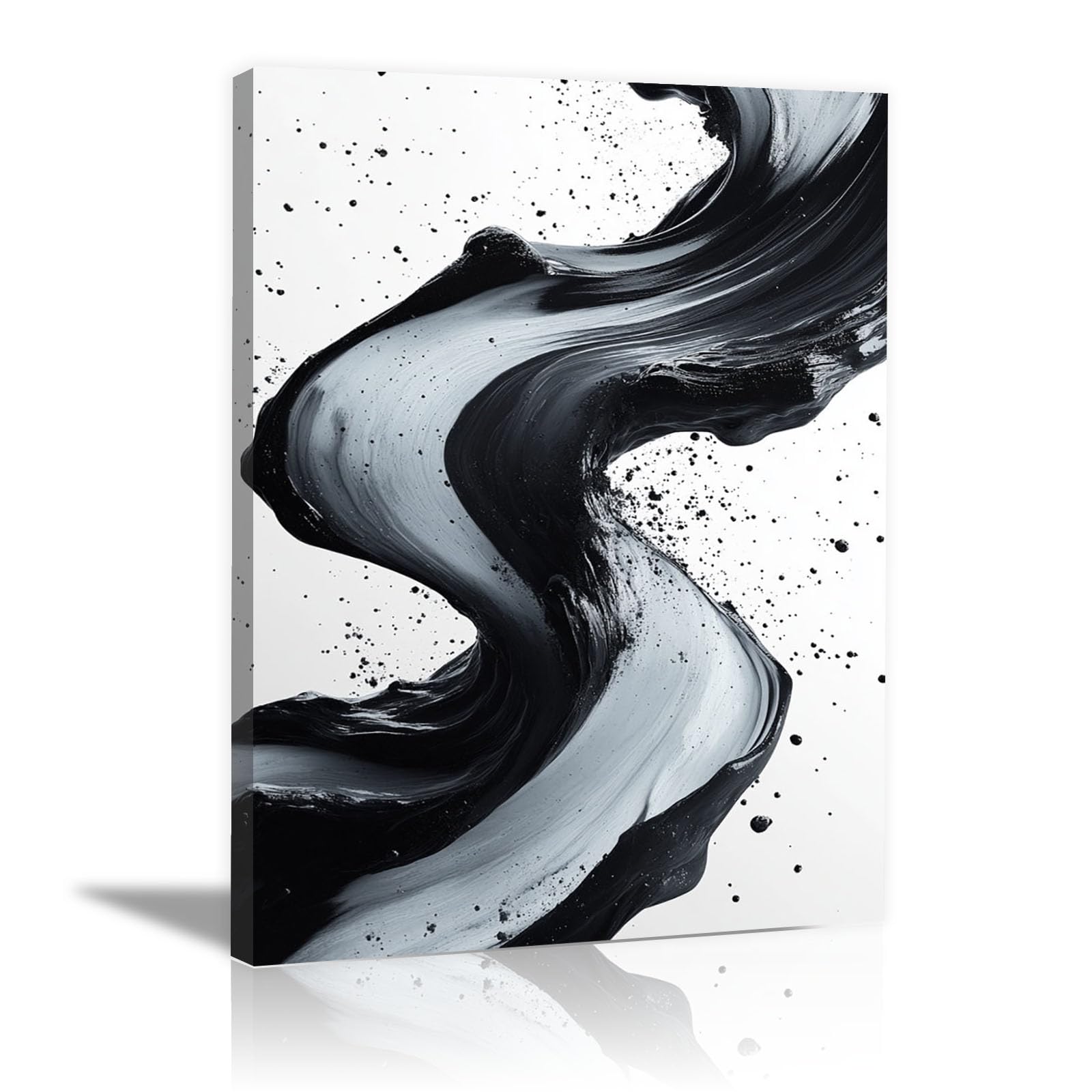 TODOAA Blanco Y Negro Abstracto Cuadros Grafitis en blanco y negro Decoracion Salon Modernos, Salón Comedor Oficina Pintura Lienzos decorativos Cuadros（Grey-60x90cm Enmarcado