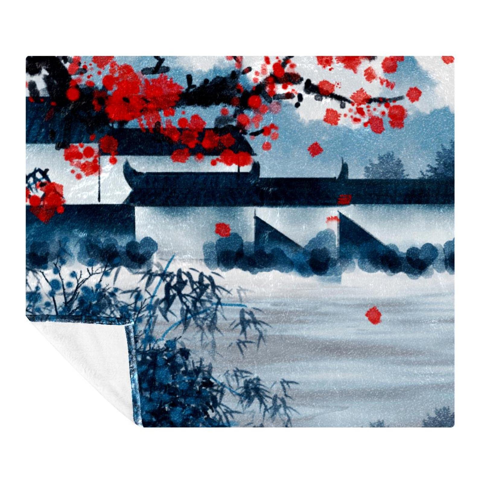 Couverture polaire de literie haut de gamme style chinois wintersweet retro pour intérieur élégant
