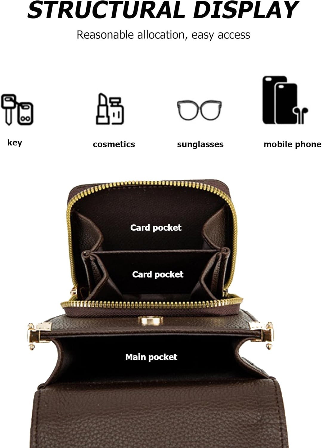 myfriday Small Leather Crossbody Bag for Women with Guitar Strap Mini Crossover Bags & Shoulder Purses with 2 Card Slots - Image 6