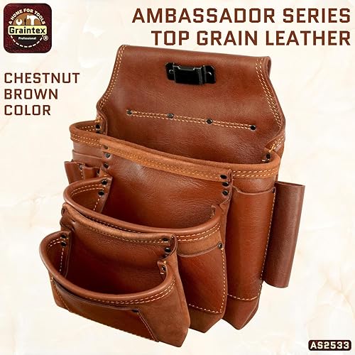 Miniatura 5 de Graintex Ambassador Series - 10 marcos de bolsillo profesionales para uñas y herramientas, duradera y versátil, cuero genuino de grano superior para