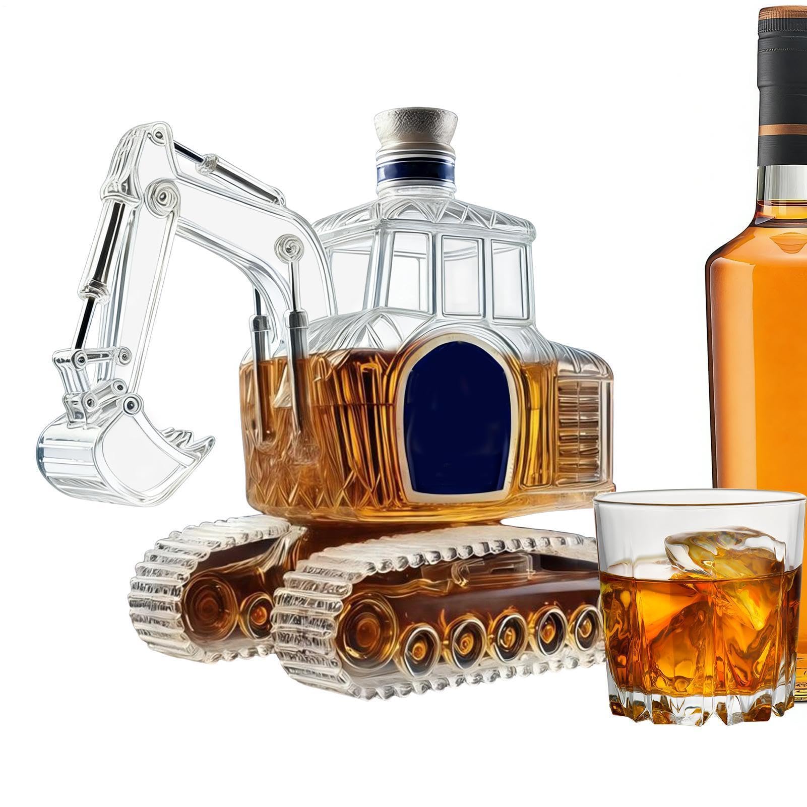 Bottiglia per whisky, bottiglia di a forma di escavatore con beccuccio, originale per whisky come decanter per uomini, papà, compleanno, matrimonio, inaugurazione della casa, bar