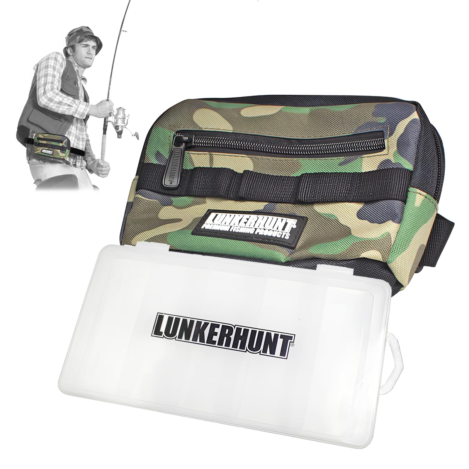 Lunkerhunt Fishing Tackle Sling Bag with Adjustable Strap - Water-Resistant TPE Fabric
