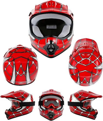 Miniatura 4 de TCT-MOTORPARTS DOT - Casco de motocross para niños y jóvenes, casco de cara completa para motocross, ATV, todoterreno, casco de cuatro ruedas, araña