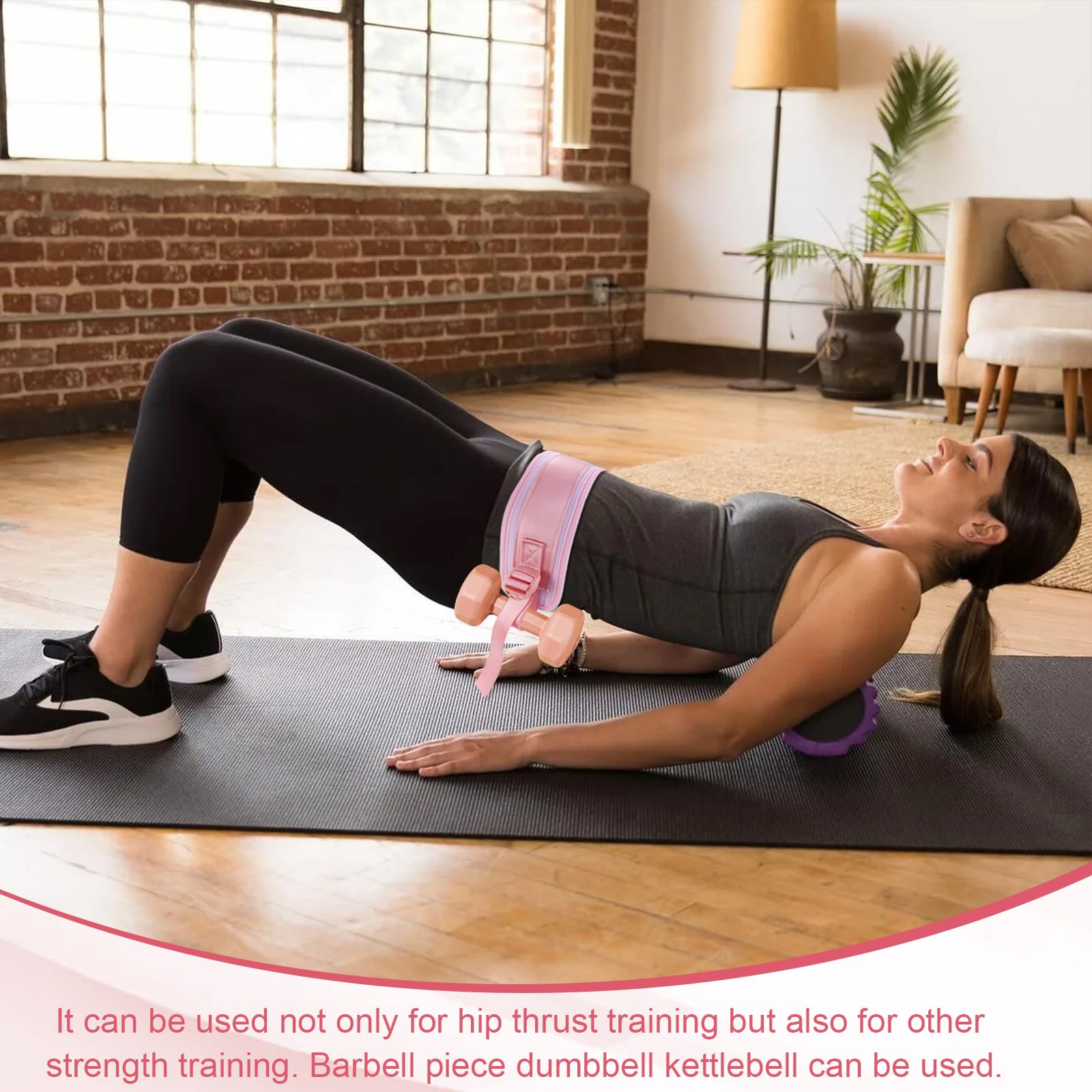 Cintura per Hip Thrust, Cintura di Spinta per Palestra e Pilates, Attrezzo per Glutei per Attaccare Manubri per Esercizi di Fianchi, Ponte Gluteo, Plank, Push-up