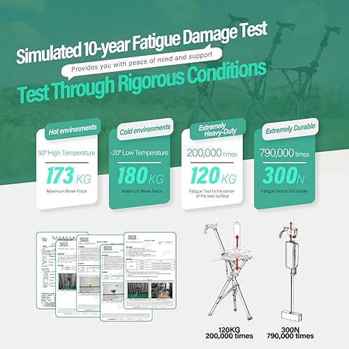 Miniatura 5 de Ta-Da Chair Series 1 Pro, Portable Trekking Hiking Pole, Folding Walking Stick with Seat, Walking Cane with Chair, Foldable Chair, Lightweight