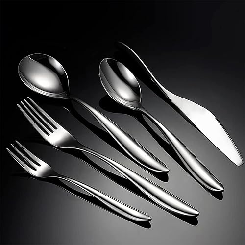 Exquisito juego de cubiertos de 60 piezas, juego de cubiertos de acero inoxidable, juego de cubiertos para 12, juego de cuchillos de tenedor, juego