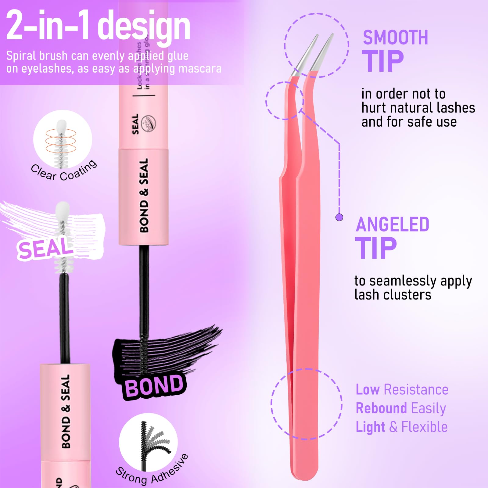 Lash Clusters Kit Wispy Lash Clusters 30D+40D Eyelash Clusters DIY Individual Lashes Clusters Kit 800pcs 8-16mm Self Adhesive Eyelashes Kit Thin Band Lash Bond and Seal Tweezers