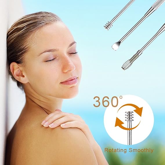 7 Pcs Ear Pick Earwax Removal Kit, BetyBedy Ear Cleansing Tool Set, Ear Curette Ear Wax Remover Tool with Cleaning Brush and Storage Box, Sliver
