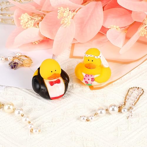 Miniatura 6 de Jexine 24 piezas de patos de goma de boda para novia y novio, decoraciones a granel, bolsa de regalo de boda, regalos de matrimonio, regalos