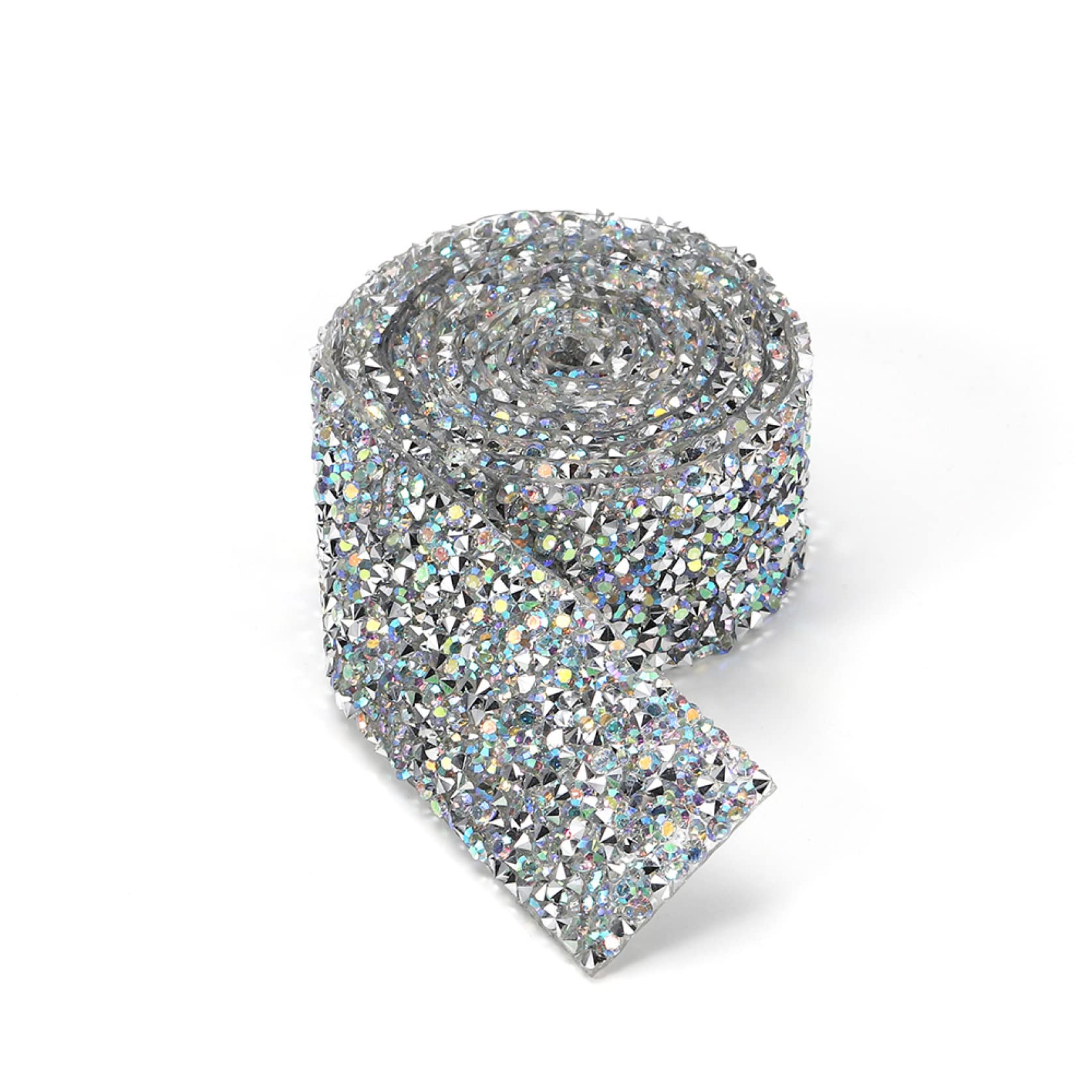 ACiyD 1 Yard Hinestones Trim Multi-Size Buntes Band mit auf Applikation glänzendem Kristall-Strassband für DIY-Schmuck (Color : Silver, Size : 1.5cm-1 Yard)