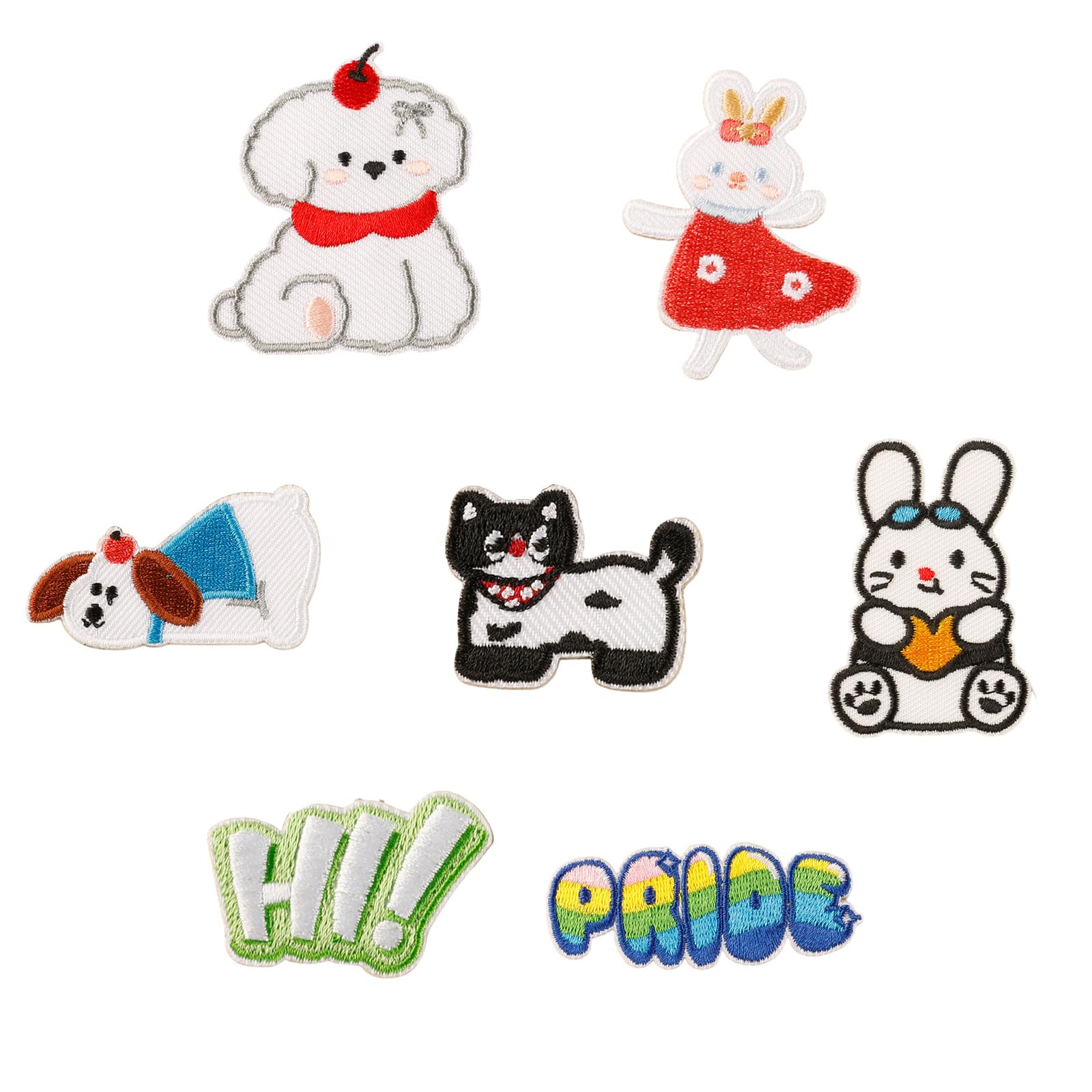 Xjdzineq Pcs Dogs Embroidered Patches Sew on Cartoon Cats Iron on Applique Rabbits Sewing