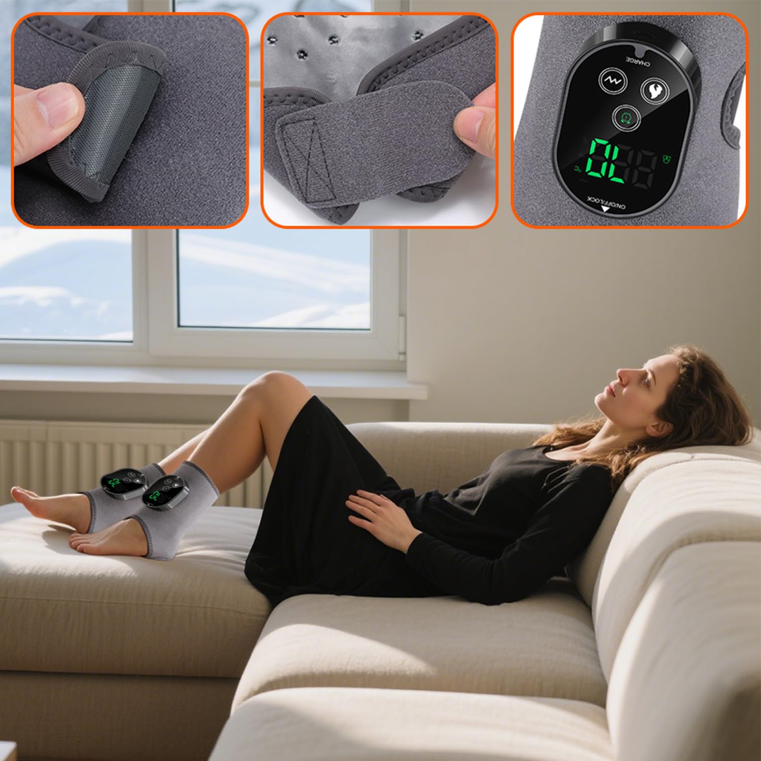 2 Stück Elektrischer Fußmassager, 3-in-1Cordless Fußmassager mit Timer | Vibrationsmodi & 6 Wärmestufen, Fußmassagegerät zur Durchblutung, Portable Cordless Ankle Massagers Schmerzen & Müde Beine