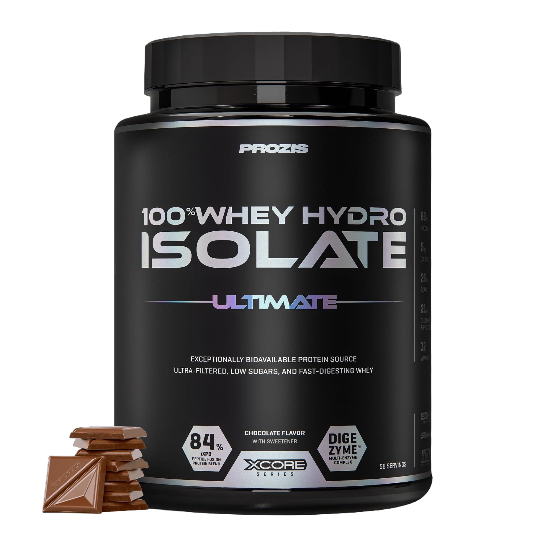 Prozis 100% Whey Hydro Isolate SS Proteine, 2000 g, Cioccolato