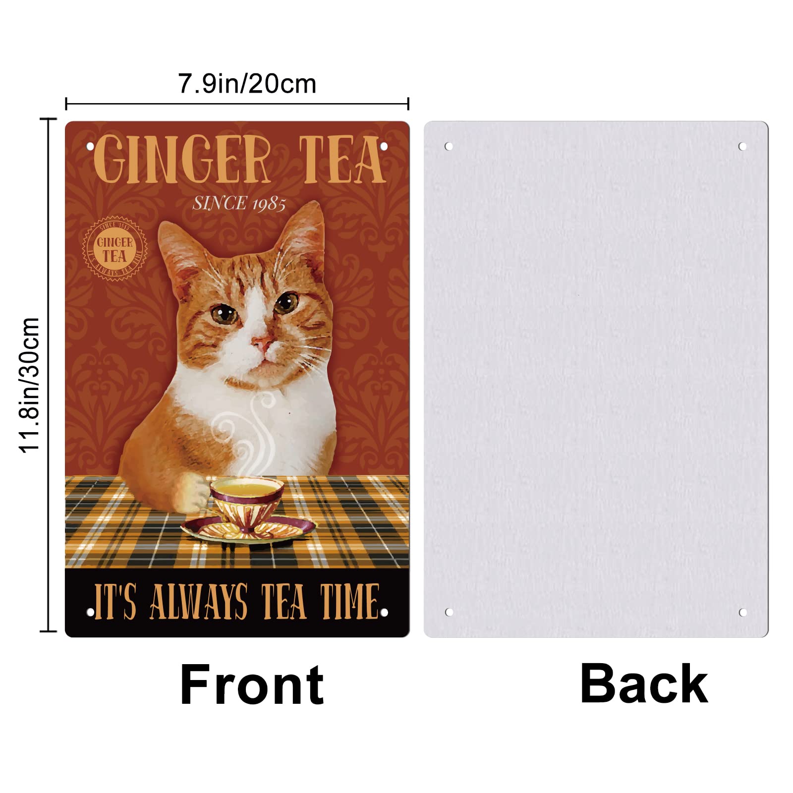 Panneau Décoratif Métal Vintage Café Chat - Plaque Murale Rétro 30x20 Cm Pour Maison Et Bar
