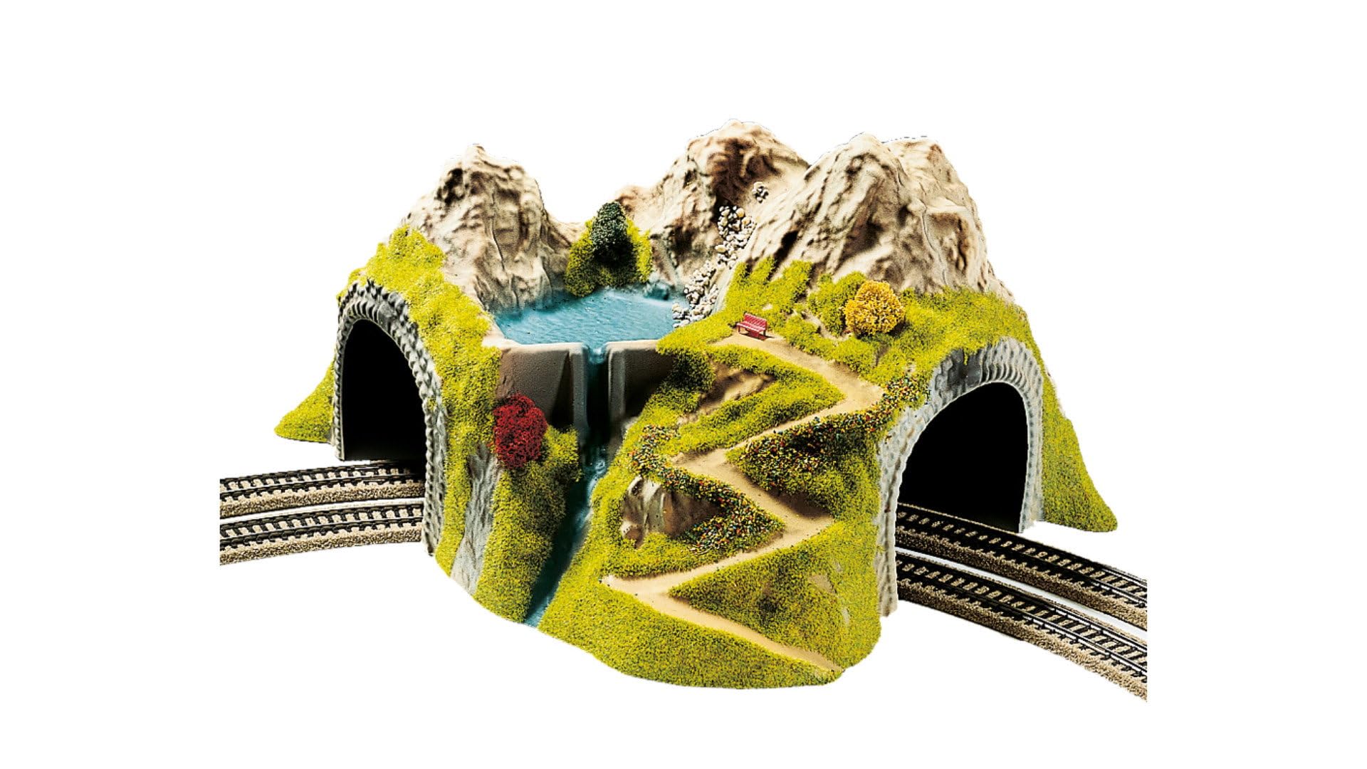 NOCH® Ecktunnel, 2-gleisig gebogen, 43 x 41 cm, für die Spurweite H0 mit realistischen Details