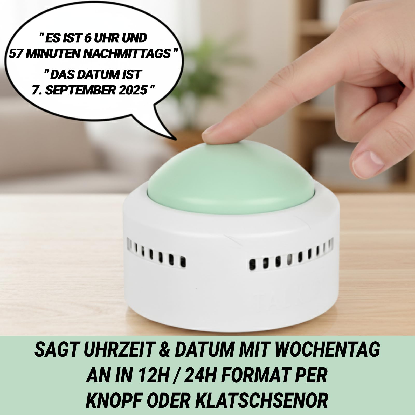 TalkJoy Talking Alarm Clock, Digital Speaking Clock, Alarm, Blind Clock, Senior Alarm Clock, Also for Blind People, Table Clock, Standing Alarm Clock with Time and Alarm Function (Voice Volume