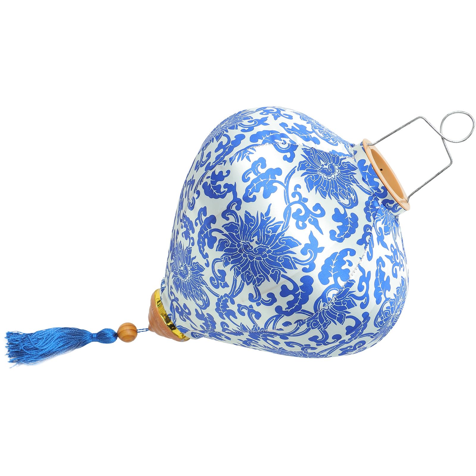 Lanterne vietnamienne en soie Cabilock aux motifs fins de porcelaine bleue
