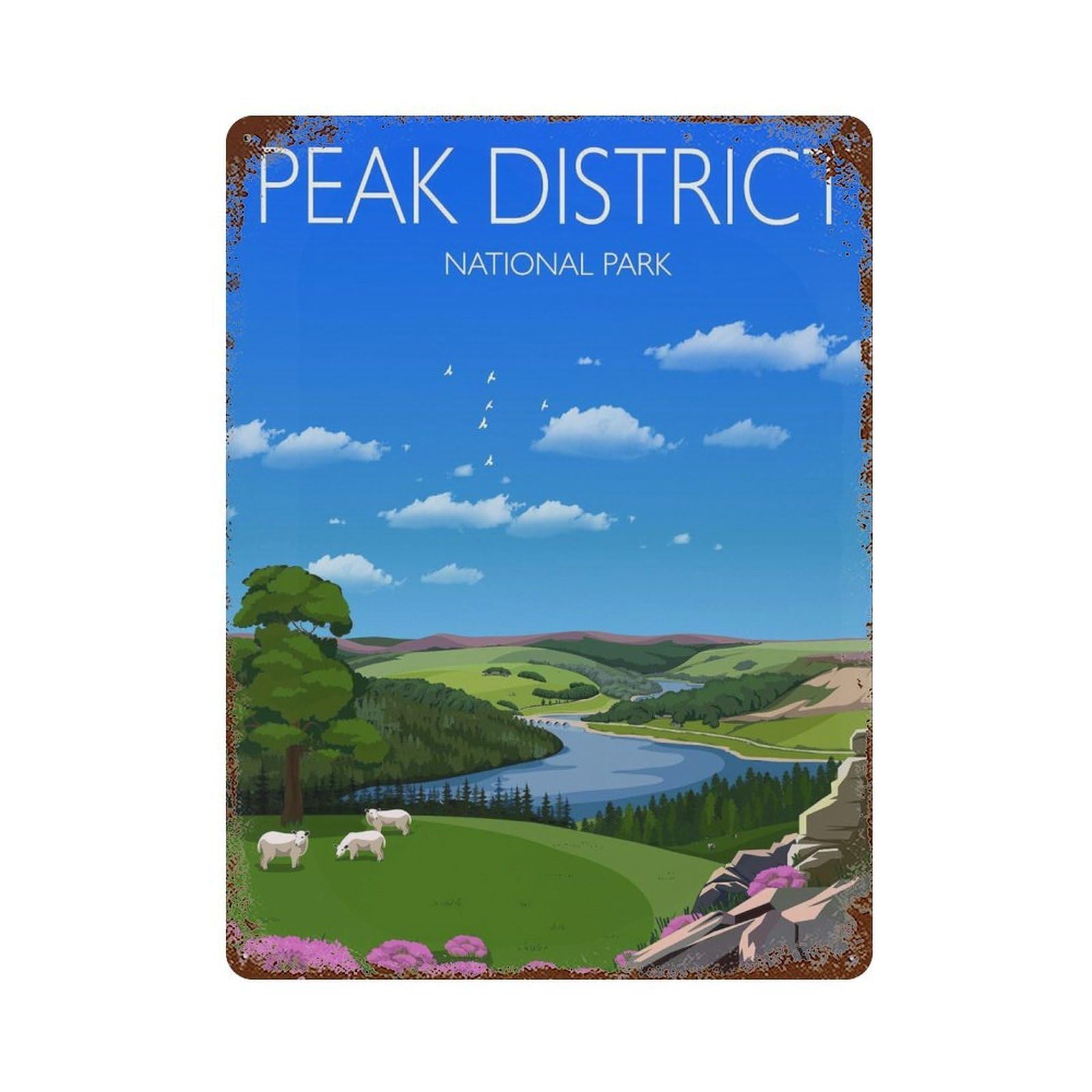 xiaoxiaoshen Travel of Peak District England UK Wall Decor Art Metal Tin Poster Modern Home Decor Art Home Bar Shop Decorations Vintage Sign 40x30cm