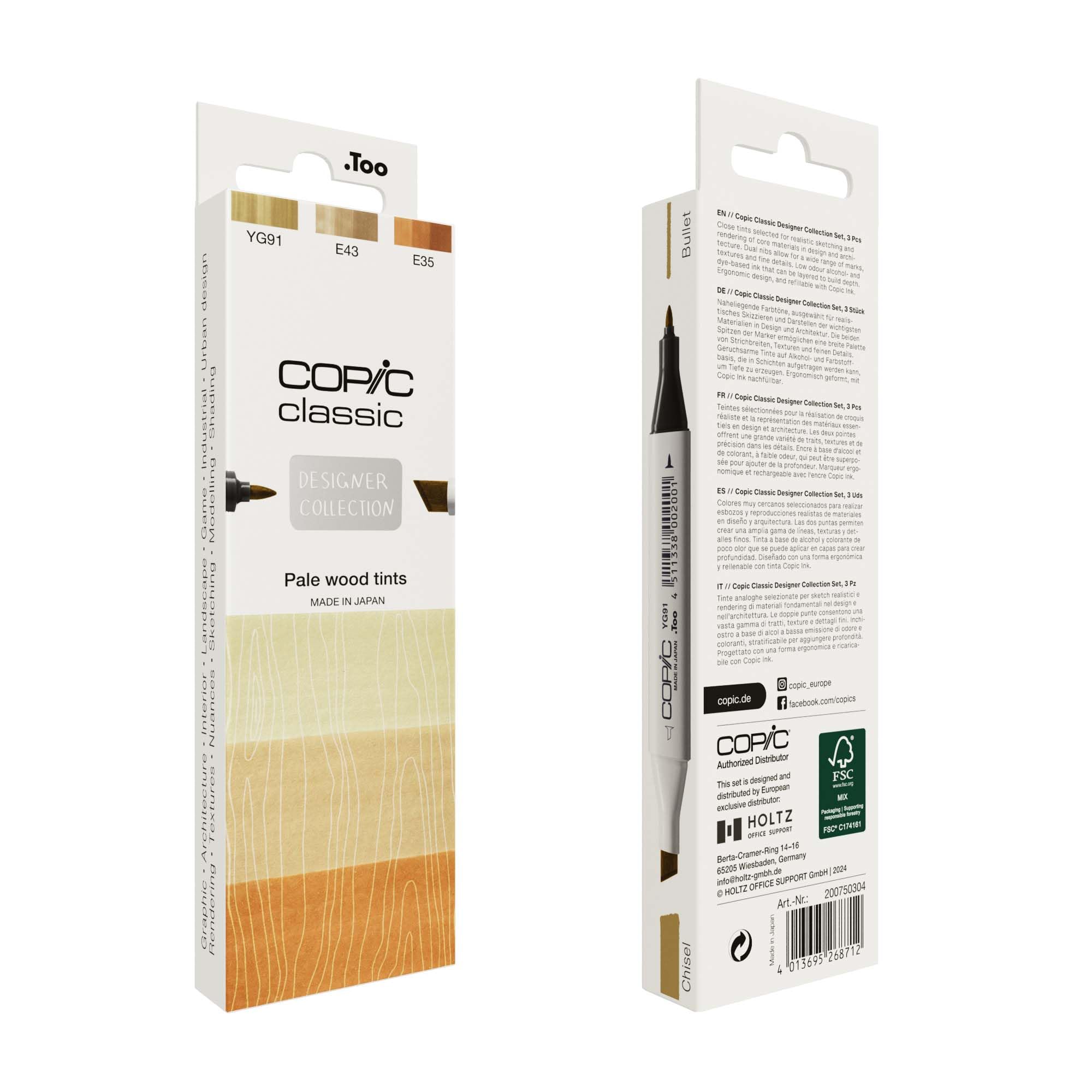 Copic Classic Deisgner Collection, Set of 3 Coloured Marker Pens, Pale Wood Tints, Art & Crafts, Colouring, Graphics - Image 3