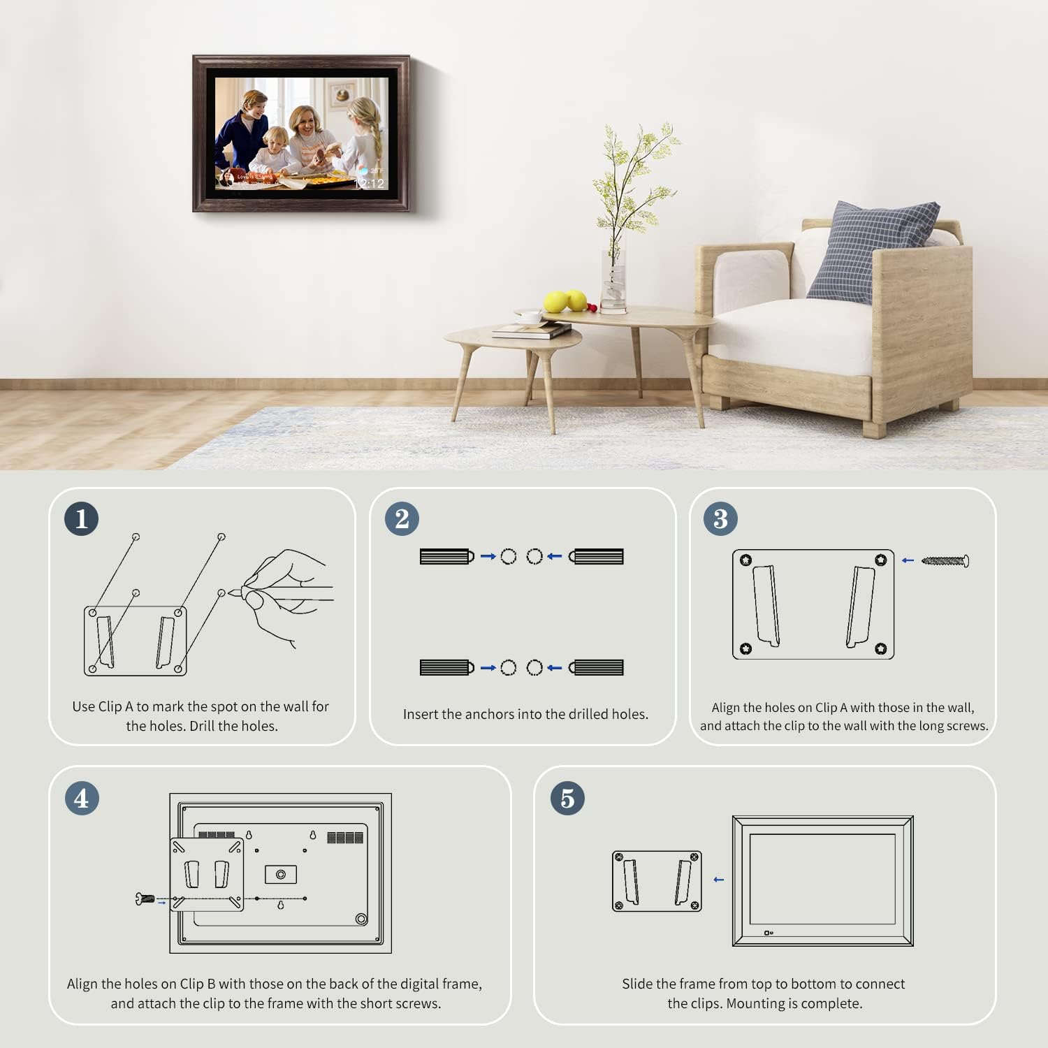 Weekly Top Sale AEEZO WiFi Digital Picture Frame 13.3 Inch HD Touch Screen Smart Large Photo Frame with Large Storage, Auto-Rotate, Remote Control, Easy Setup to Share Photos and Videos via AiMOR APP