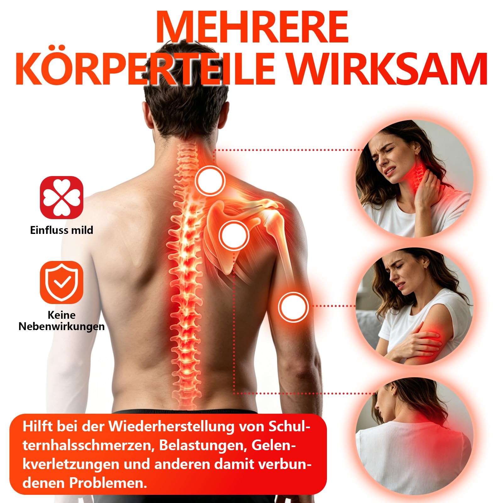 Triple Methode Schultermassager,Schulterheizungspolster mit 3 Heizungsstufen und 3 Vibrationsmodi,wiederaufladbares Schulter-Heizkissen, für Männer und Frauen