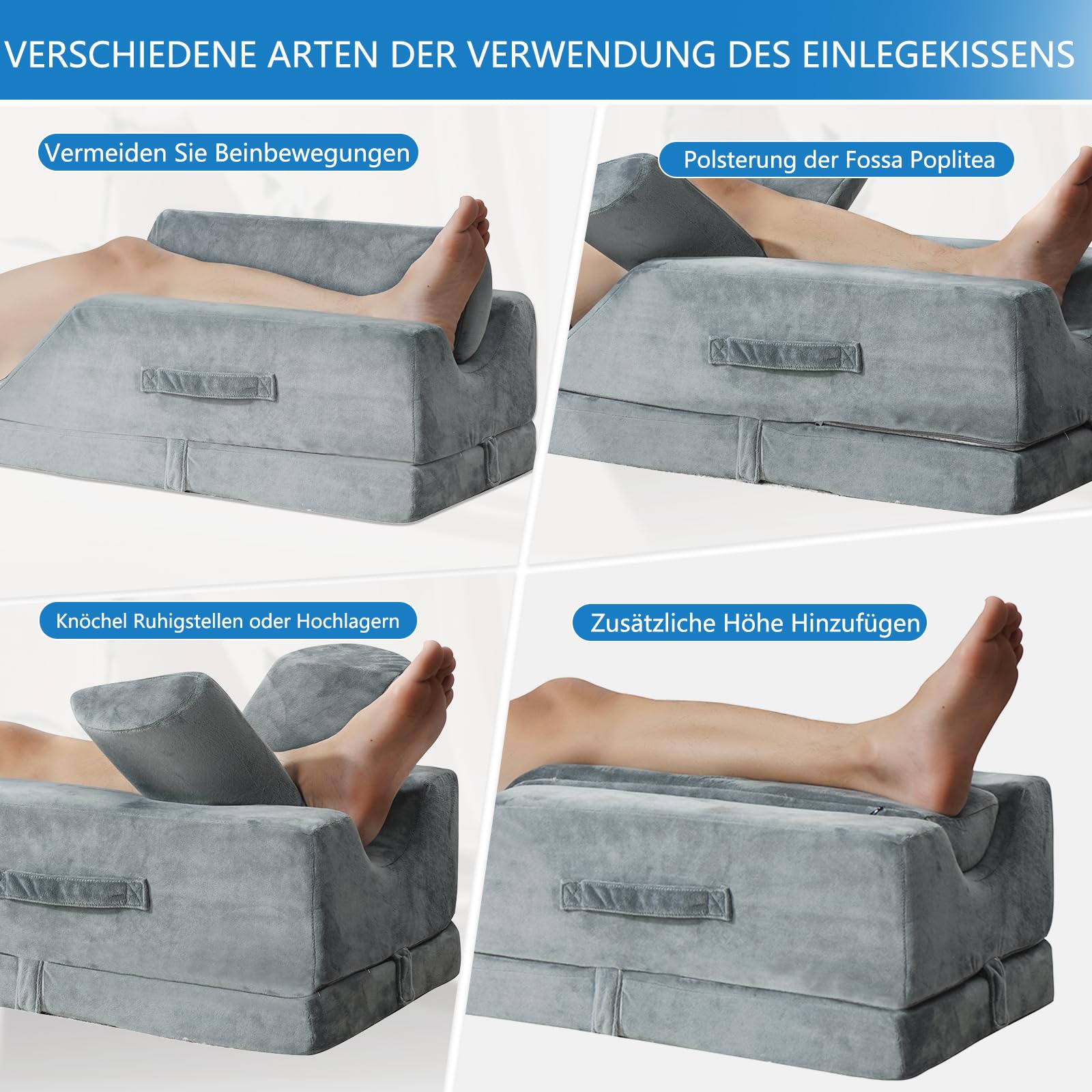 Ergonomisches Höhenverstellbare Venenkissen, für nach Operationen, Verletzungen oder zum Ausruhen-Beinhochlagerungskissen, Beinkissen Lymphkissen für Beine hochlegen
