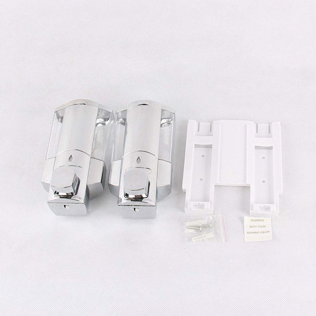 Dispensador de jabón, 300 ml x 2 bombas de pared manual de gel cromado, dispensador de jabón para cocina, baño, oficina, hospital, hotel, restaurante