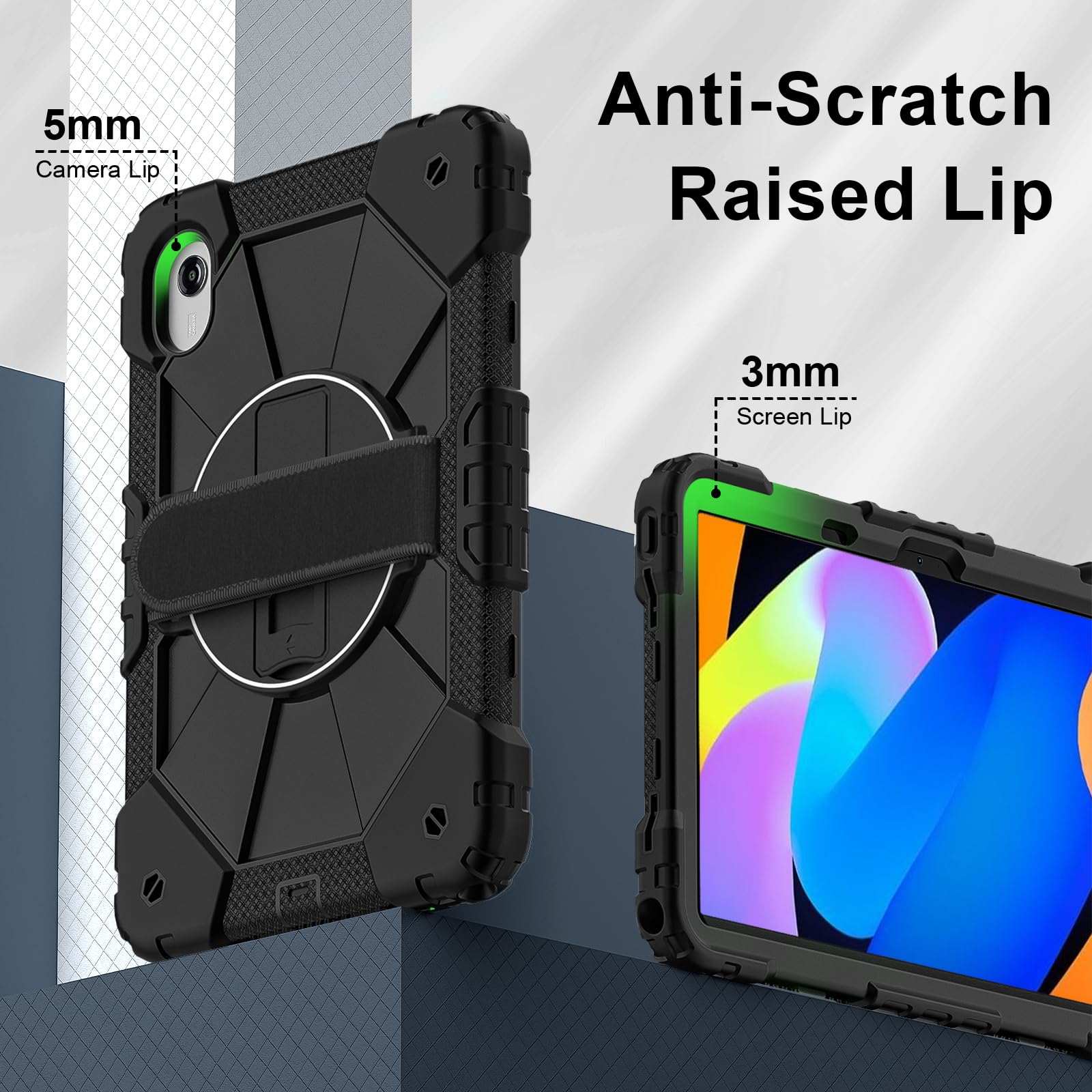 Etui kompatybilne z Motorola Moto Pad (2026) 11 cali, odporne na wstrząsy, pokrowiec ochronny, wytrzymały pokrowiec z TPU, z podpórką i paskiem na ramię (czarne)