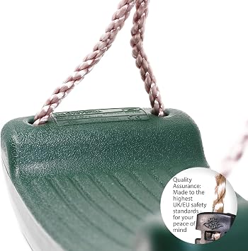 Garden Games Children’s Swing Seat with Safety Grip and Adjustable Weatherproof Ropes for Swing Sets (Green)