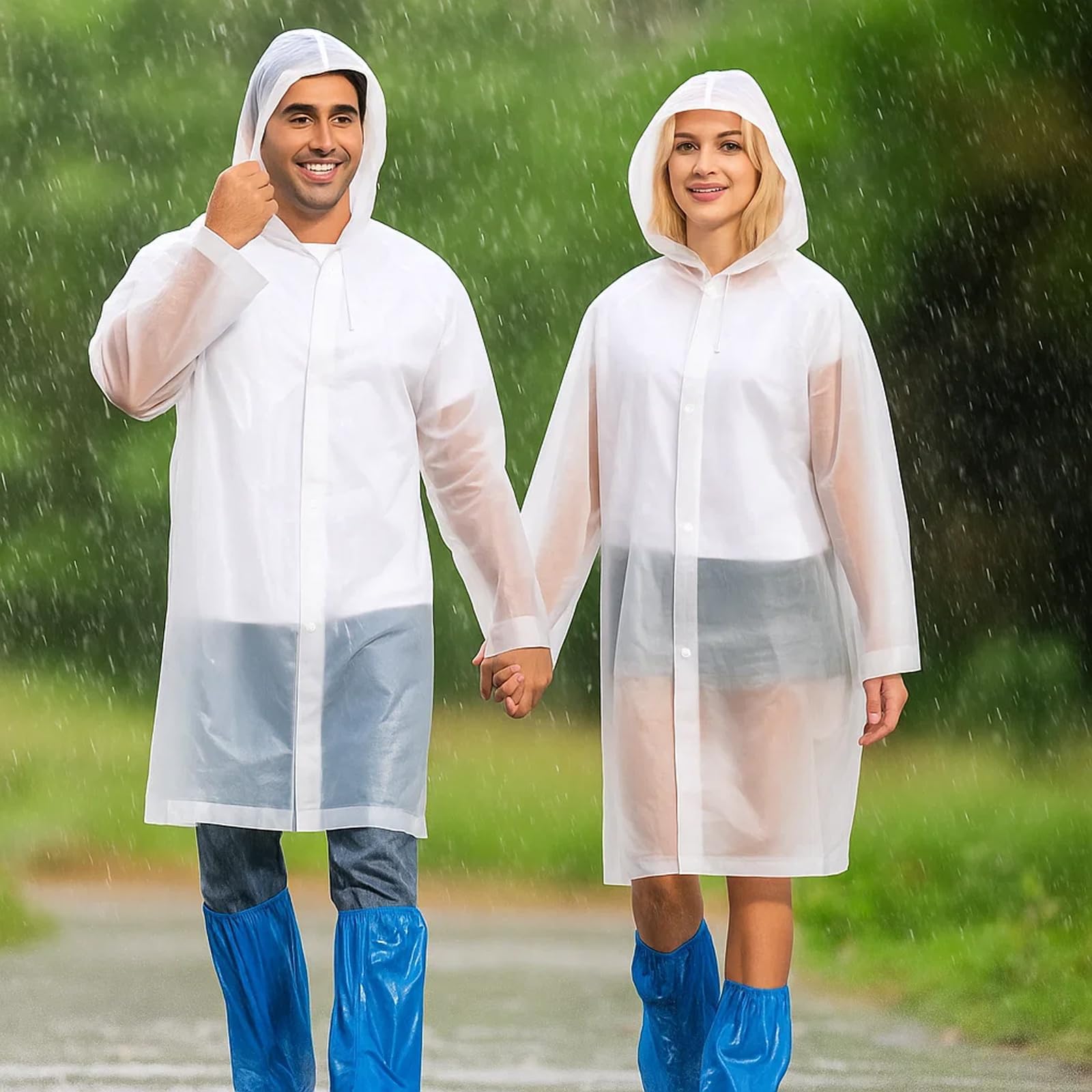 4 Stück Rain Poncho, Festival Regenponcho, Regencape Durchsichtig, Regenponcho Durchsichtig, Für Wandern Camping Radfahren Reisen, 2 Stück Damen Herren Wasserdicht