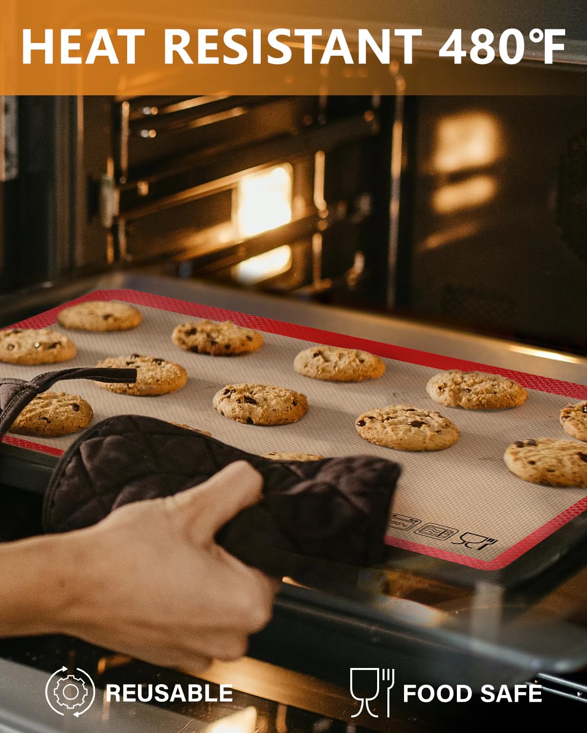 5 Tappetini Da Forno In Silicone Antiaderente Riutilizzabili – Misure Varie, Resistenti A 250°C, Per Biscotti E Pasticceria