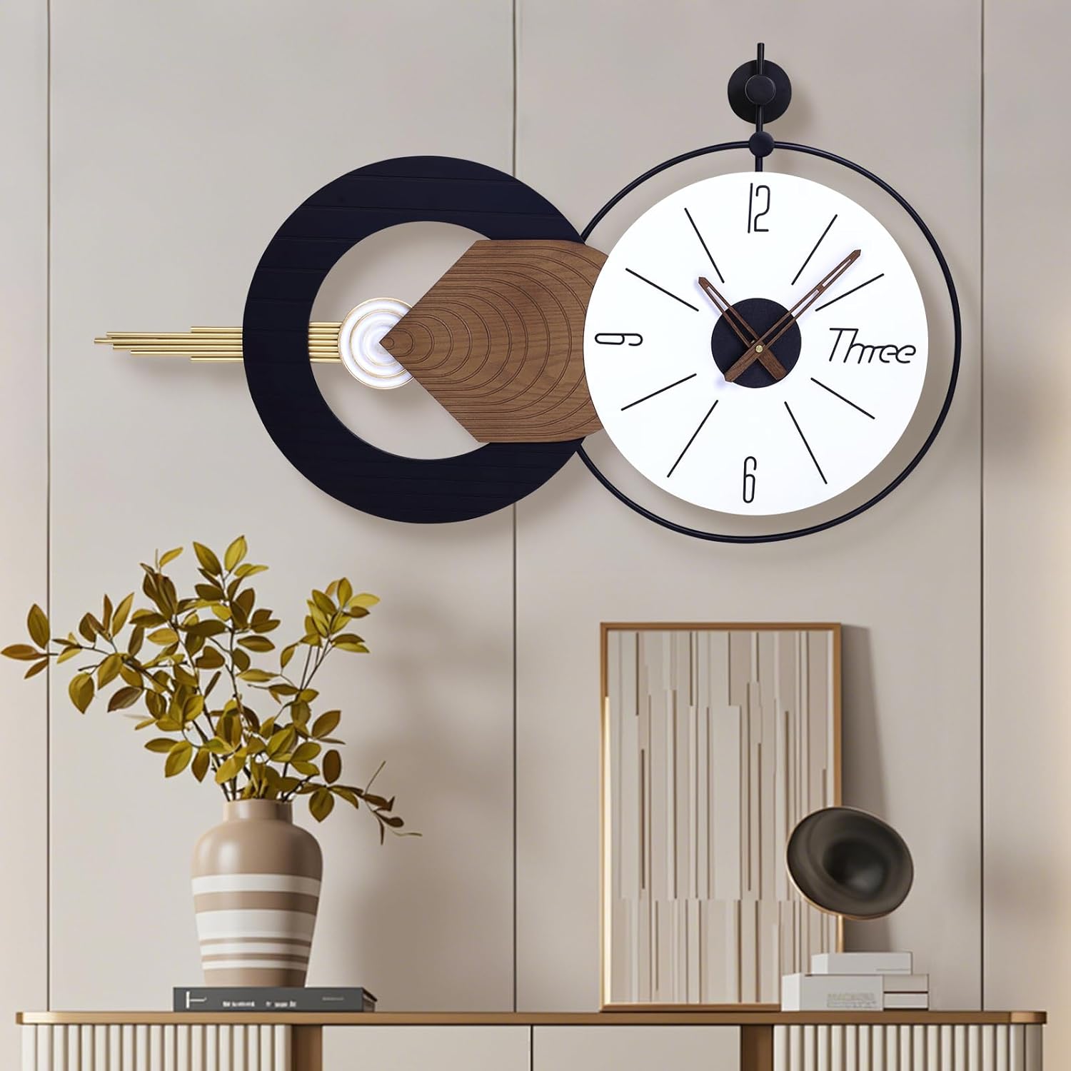 35x20 Inch Large Modern Wall Clock, Silent Quartz Movement Decorative Clocks for Living Room, Bedroom, Office - Ideal Gift for Home Decor Lovers