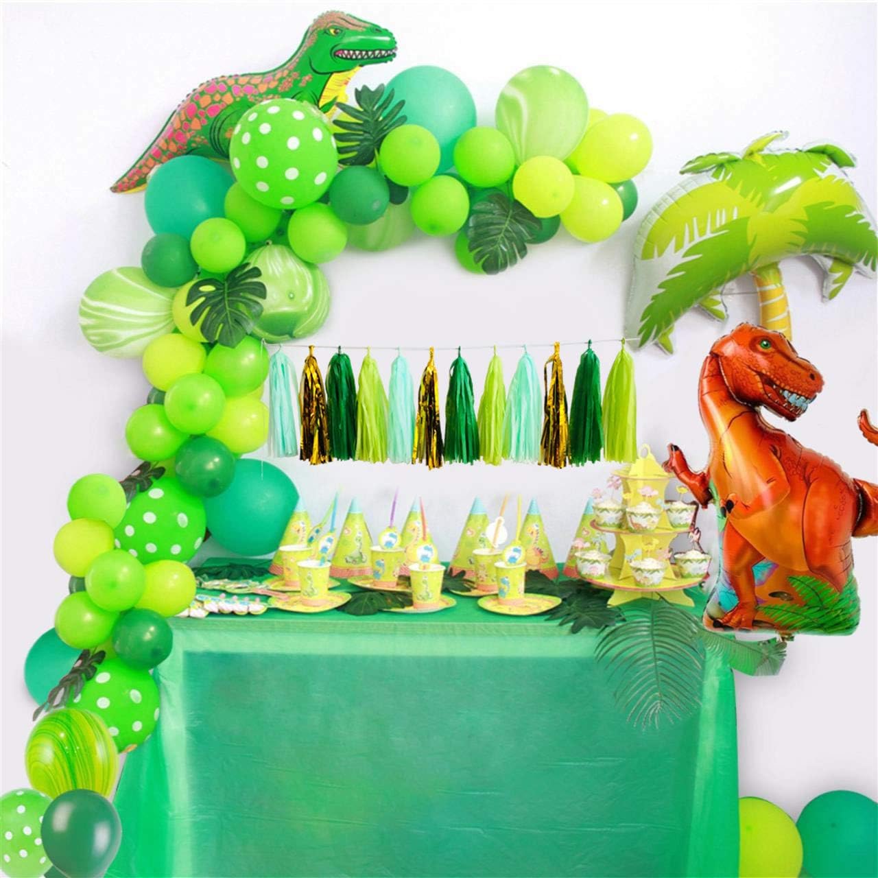 Dinosaur Party Decorations Little Dino Party Decoration Set for Boys Jungle theme Jurassic World Backdrop T Rex Birthday Gift Balloons Arch Garland Kit Blow Up Dinosaurs Balloon