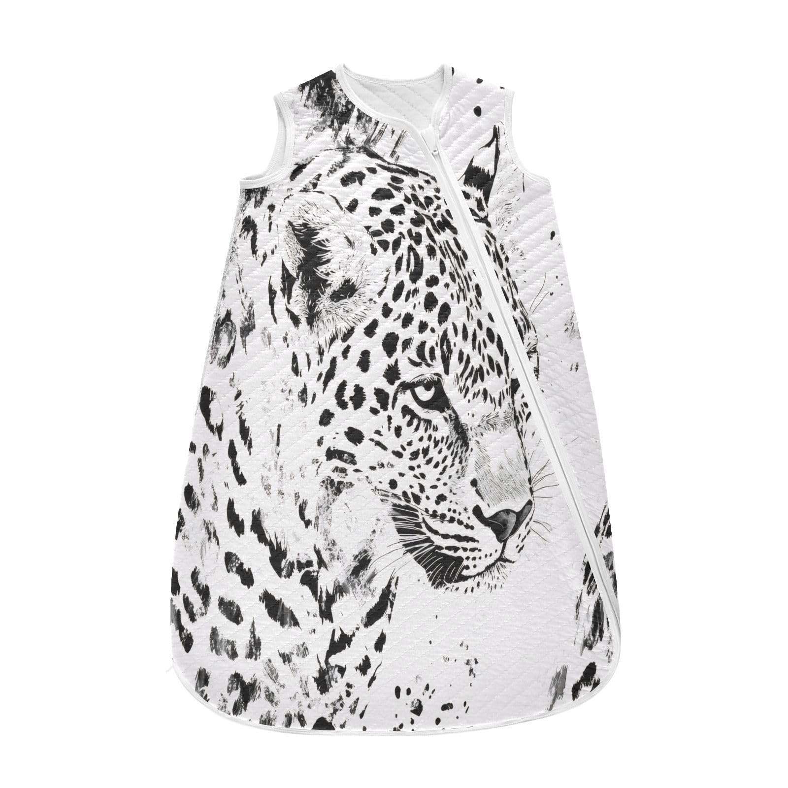 Kigai White Leopard Print Baby Sleep Sack Wearable Blanket Sleeping Bag 2-Way Zipper Soft Swaddle Transition Sack