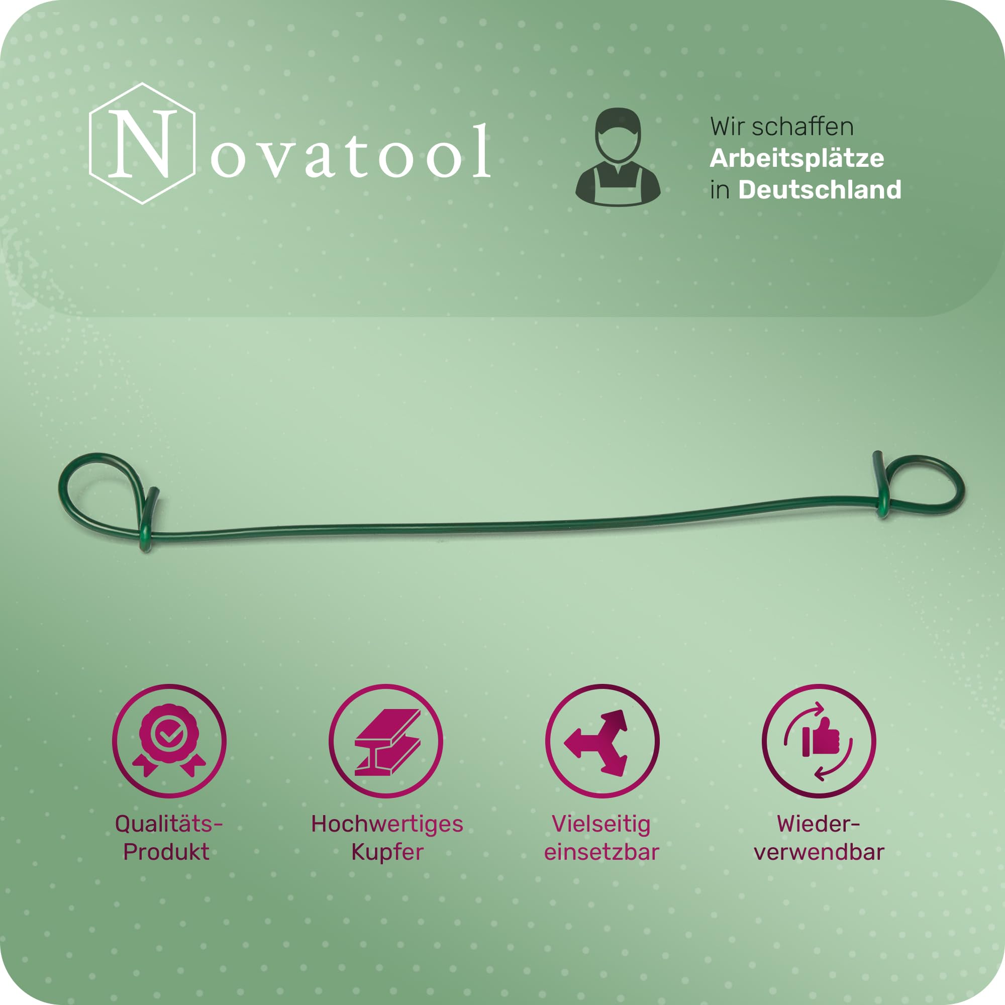 Novatool Zapięcia do worka drucianego 1000-5000 sztuk | miedziany czarno-zielony drut rzymski drut wiążący z mechanizmem drylowym zamknięcia workowe drut zamykający (5, 1,4 x 160 mm zielony |)