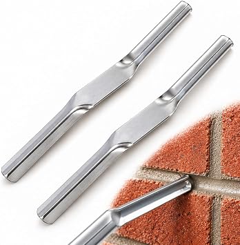 2 Pack Brick Jointer Tool, Dual End 13mm & 16mm Mortar Joint Finishing Tool, Hardened Carbon Steel Bricklaying Pointing Tool for Brickwork, Repointing, Masonry, Builders & DIY