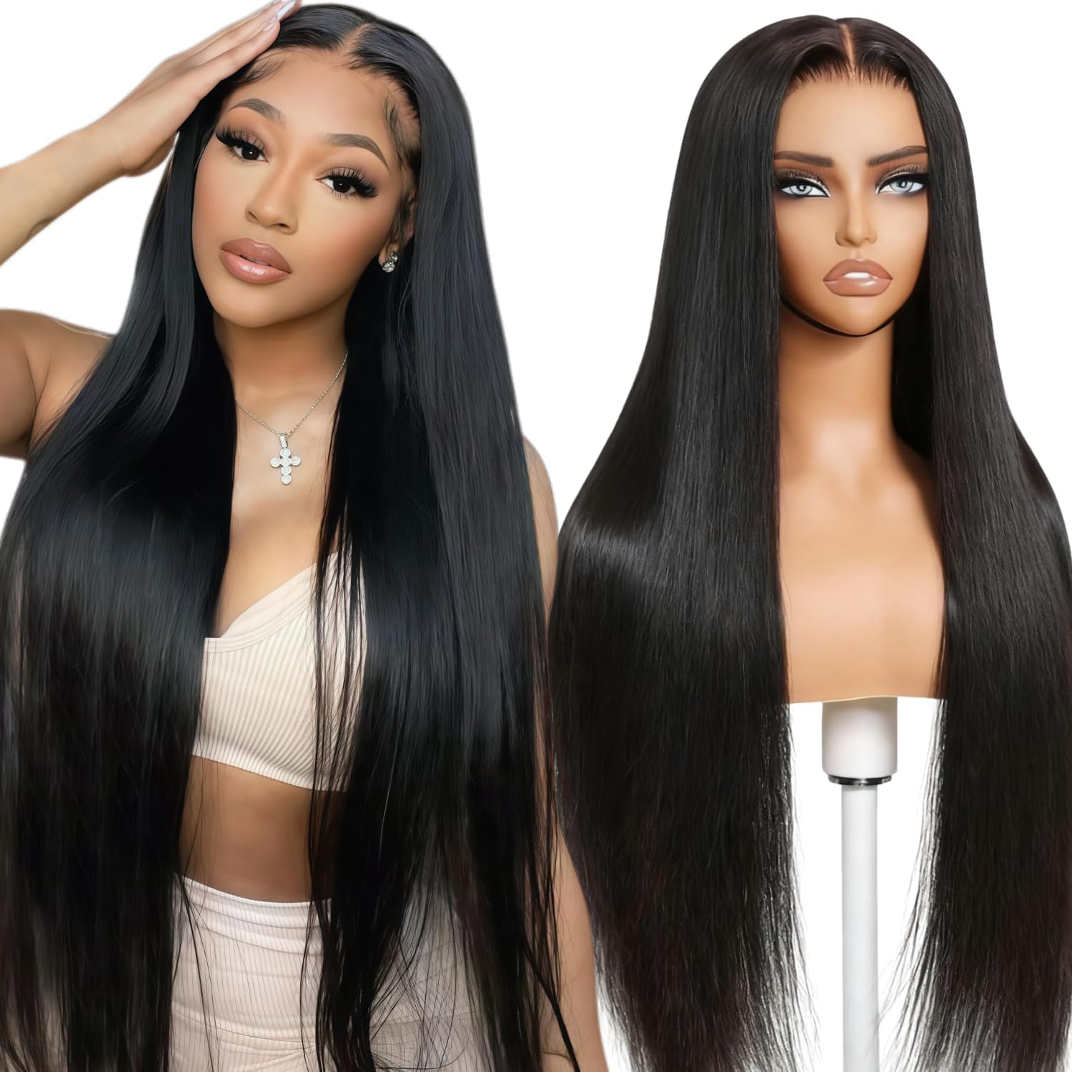 DULOVE Lace Front Wigs Human Hair 13x4 Straight HD Transparent Lace Front Wigs for Women Pre Plucked With Baby Hair 220 Density Glueless Natural Color 28inch