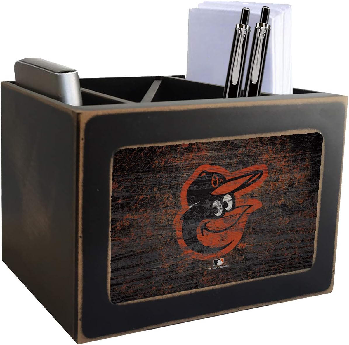 Orioles Distressed Team Logo Desktop Organizer with Color