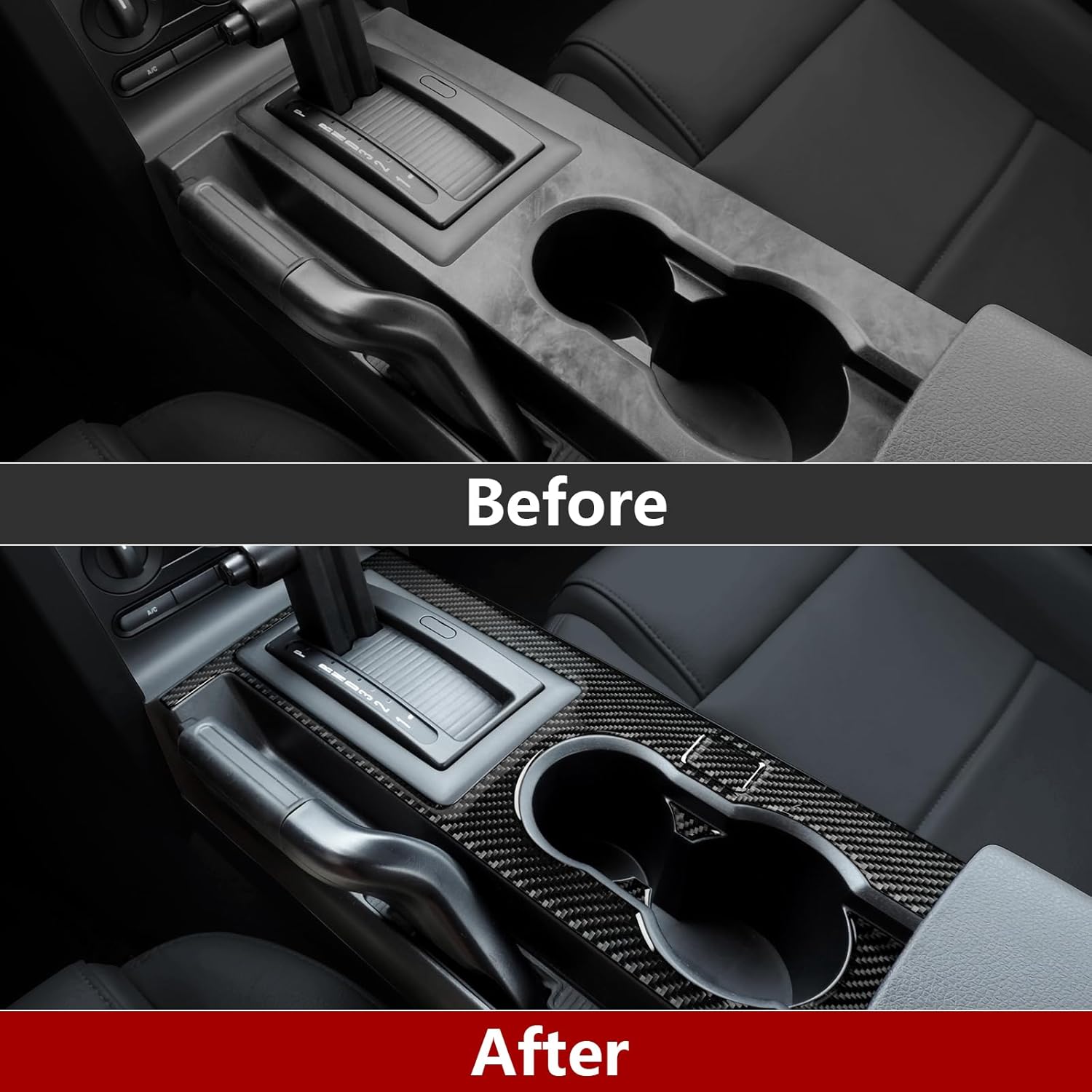 Car Real Premiun Carbon Fiber Decal Gear Box Shift Panel Sticker Interior Trim Cover for Ford Mustang GT Shelby 2005 2006 2007 2008 2009 S197 Accessories