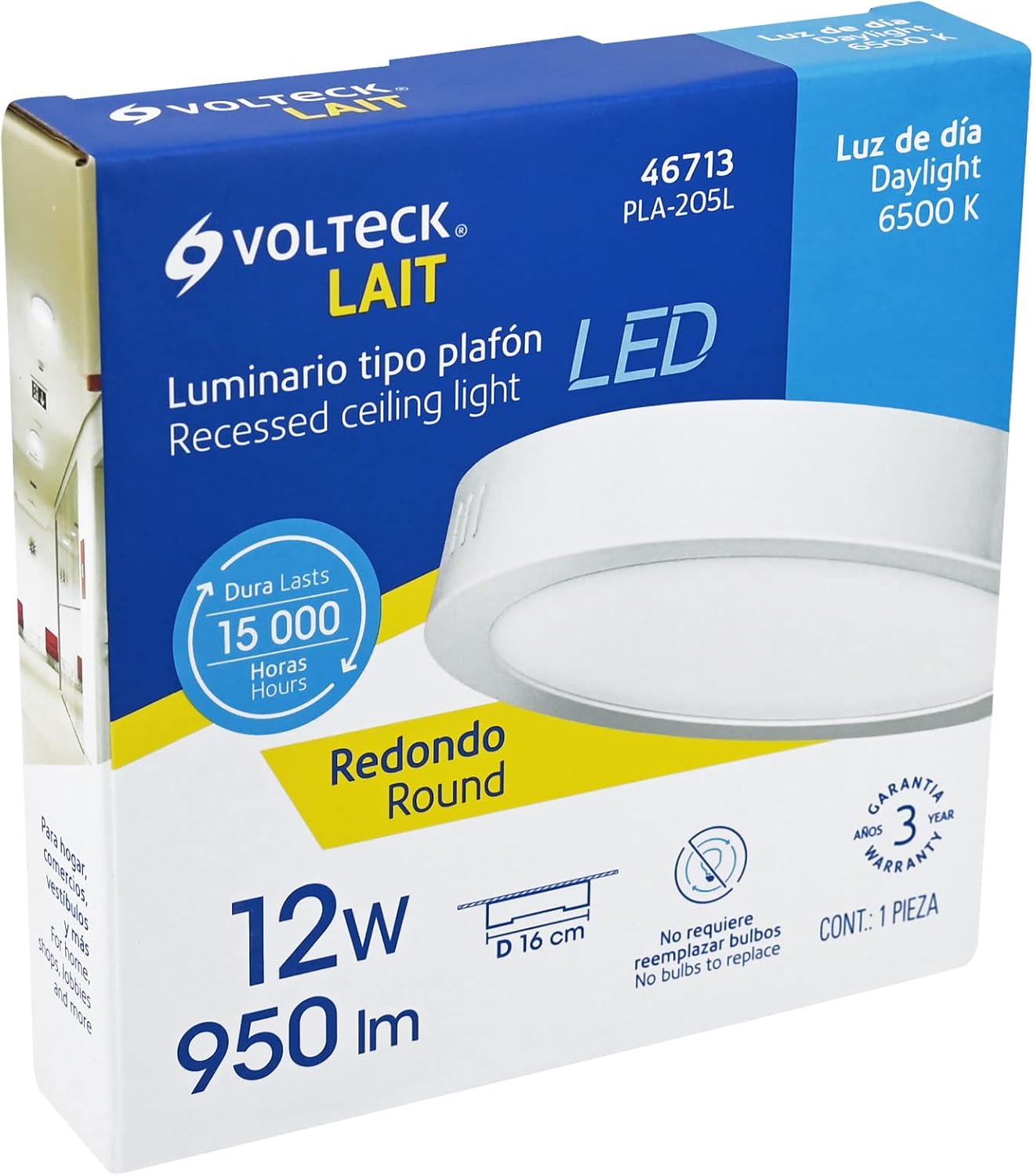 Round ceiling, modern, 12W, 6500K, LED, white