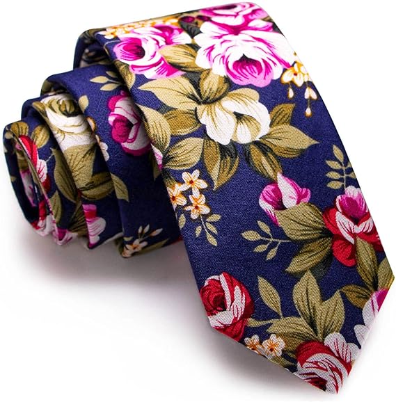 Amazon Jemygins ネクタイ メンズ カレッジネイビー ピンク綿 花柄 フォーマル ビジネス 結婚式 プレゼント ネクタイ 8 ネクタイ 通販