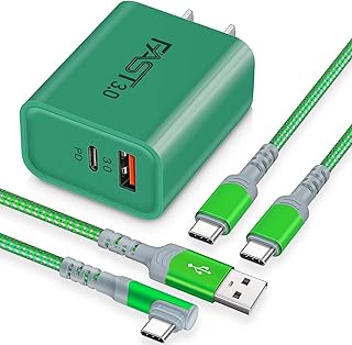 Fast Charging Wall Charger with USB C Cable [10FT+6FT], 20W USB C Power Adapter Dual Port Fast Charger Block + 3A Type C Cable Fit for Samsung Galaxy S22 Ultra S21 S20 S10 Pixel 7 Pro/7/6a/6/5/4a/4xl